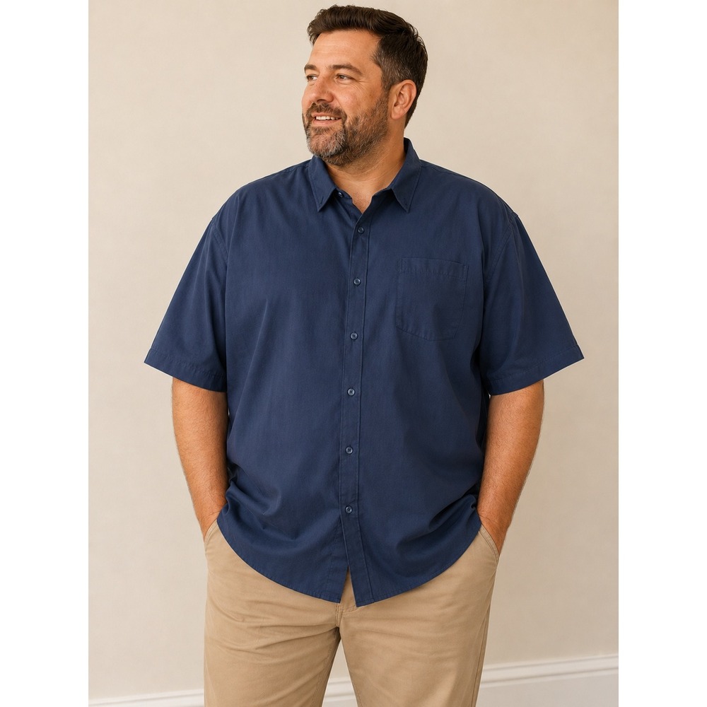 Visive Button Down Shirt Mens 3XL Navy Blue Short Sleeve Casual Workwear Classic